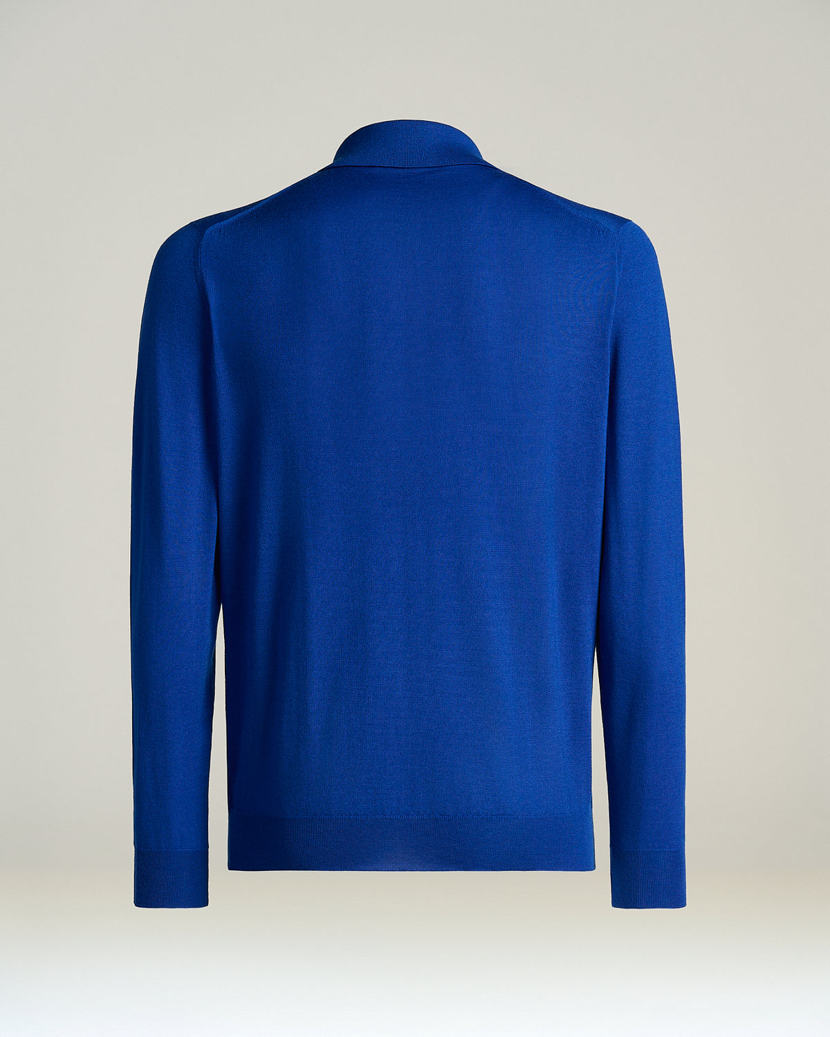 BRILLIANT BLUE CASHMERE AND SILK LONG-SLEEVED POLO SHIRT 2