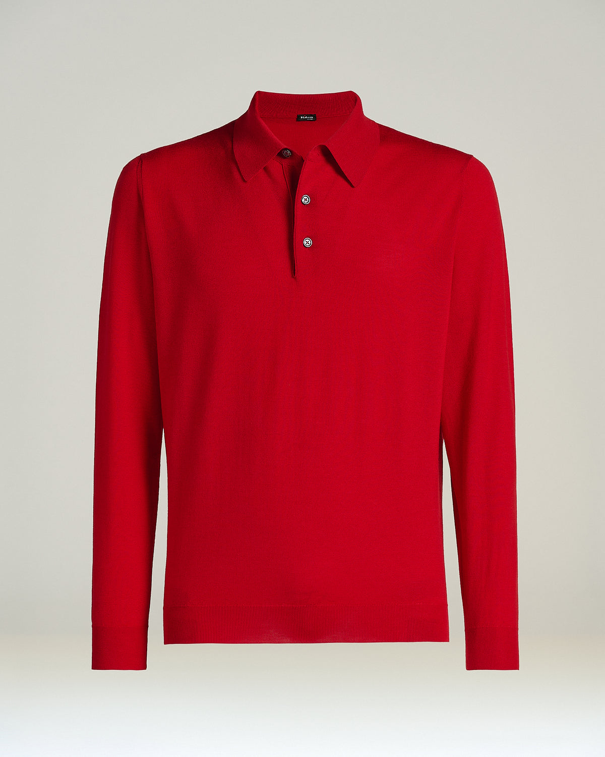 RED CASHMERE LONG-SLEEVE POLO SHIRT 1