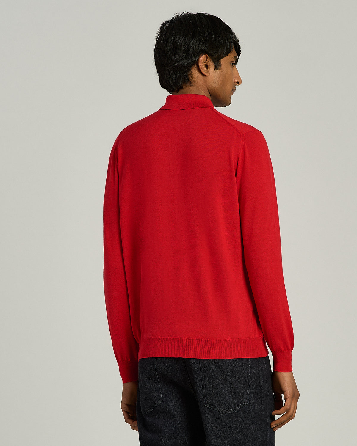RED CASHMERE LONG-SLEEVE POLO SHIRT 3
