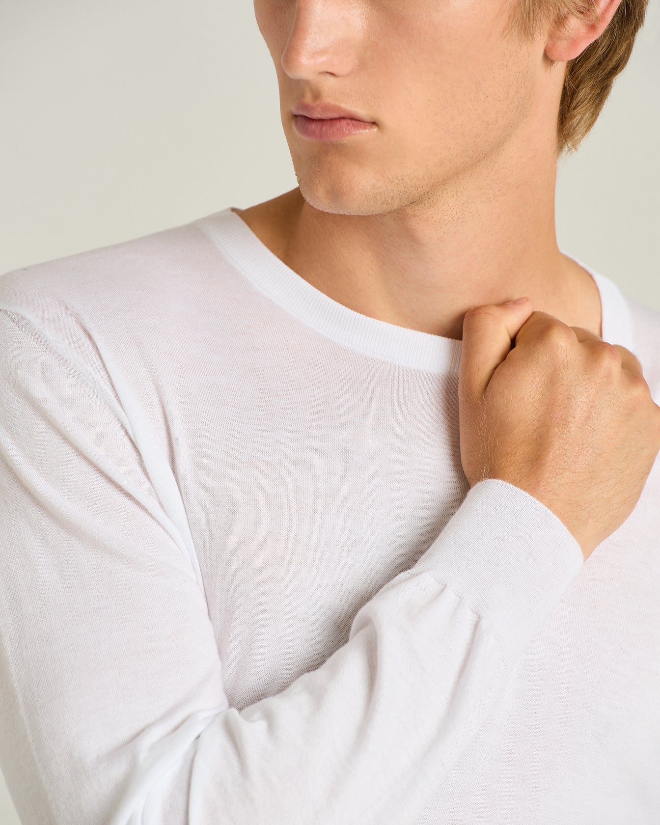 PURE COTTON SHORT-SLEEVED CREW NECK SWEATER