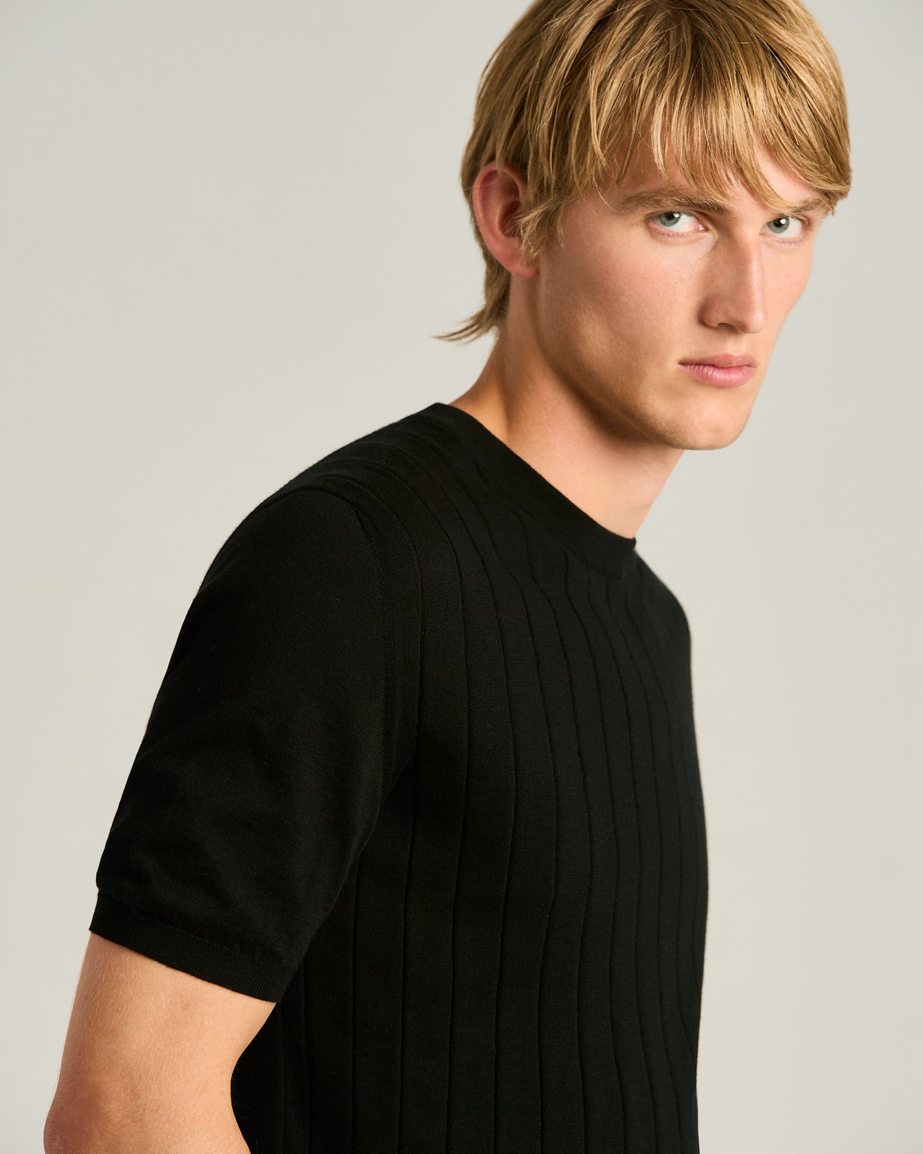 PURE COTTON SHORT-SLEEVED CREW NECK SWEATER