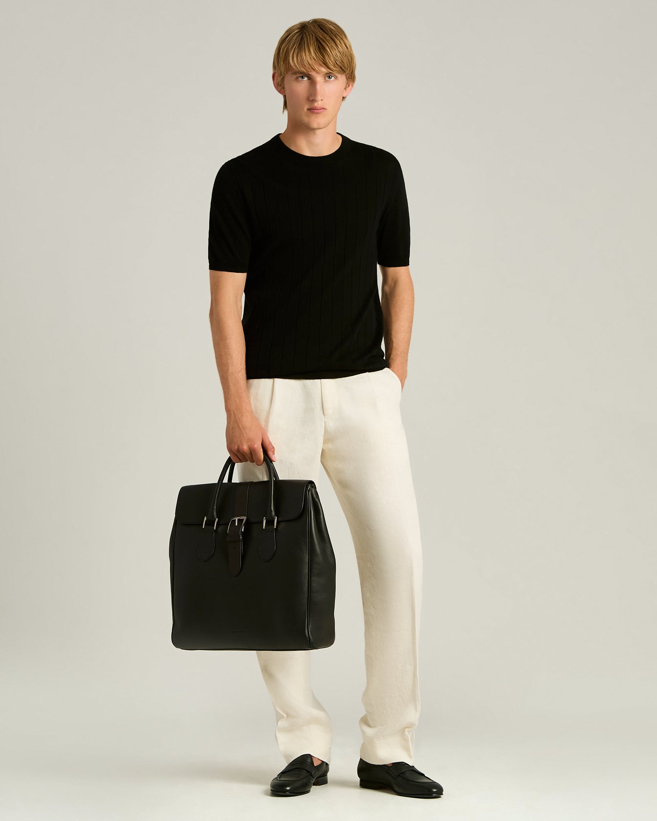 PURE COTTON SHORT-SLEEVED CREW NECK SWEATER