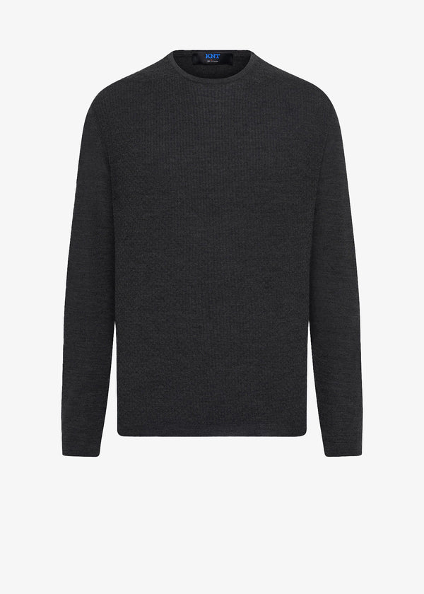 WOOL AND SILK BLEND CREW NECK JUMPER