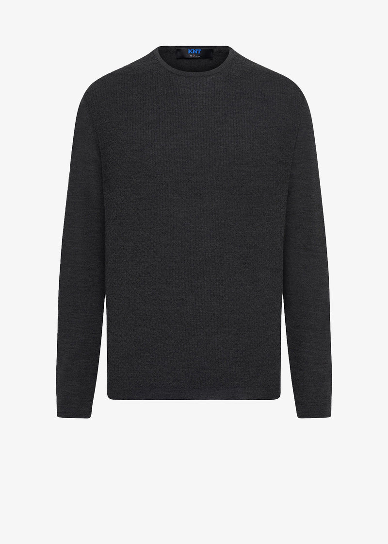 WOOL AND SILK BLEND CREW NECK JUMPER