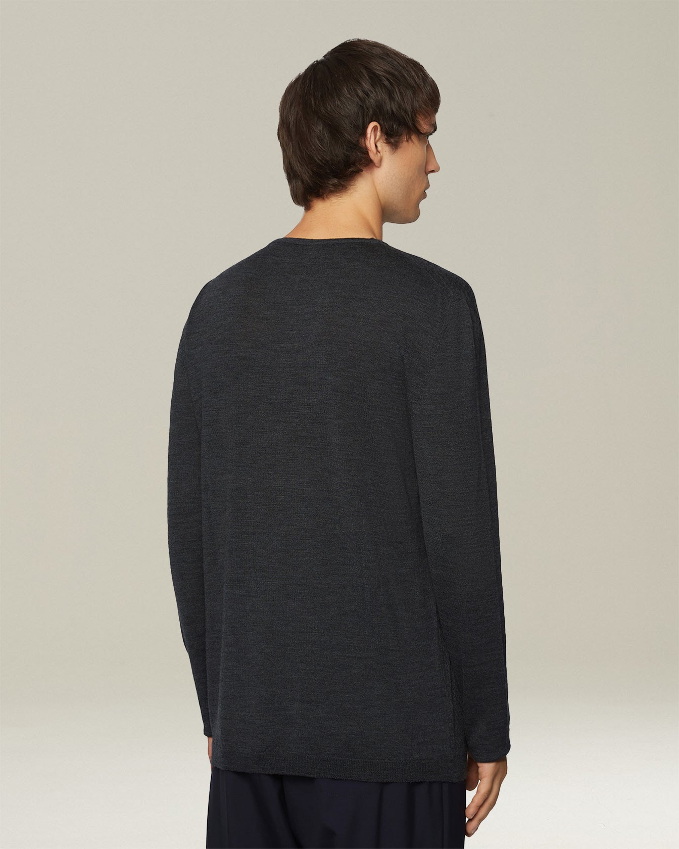 WOOL AND SILK BLEND CREW NECK JUMPER