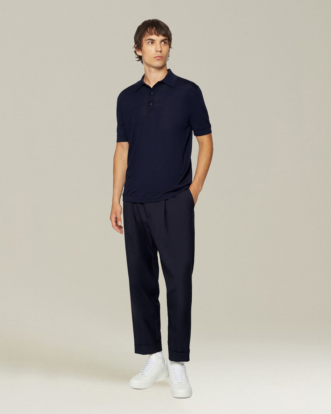 DELUXE WOOL AND SILK POLO SHIRT