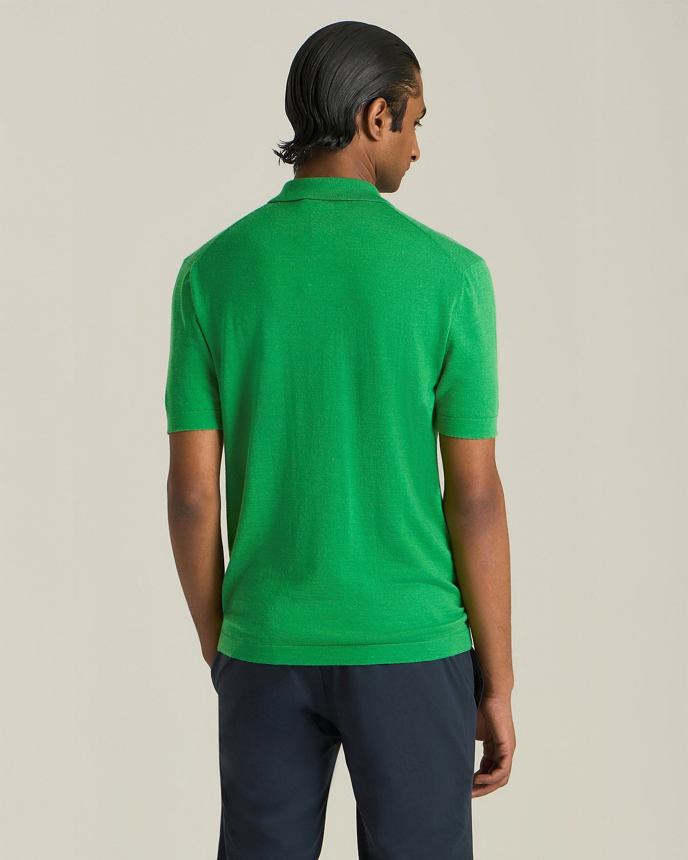 KNT DELUXE WOOL AND SILK ZIP-UP POLO SHIRT