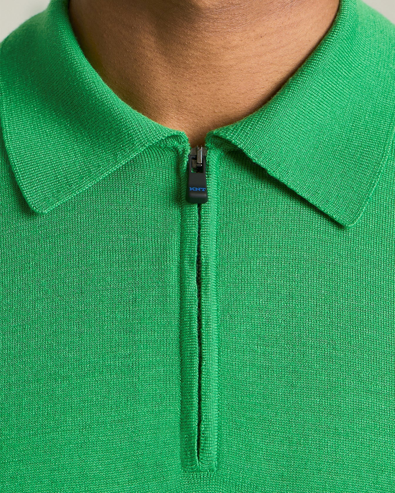 KNT DELUXE WOOL AND SILK ZIP-UP POLO SHIRT