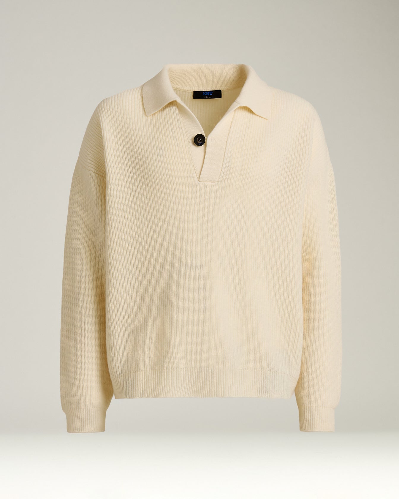 SIMPLE RIBBED PURE VIRGIN WOOL POLO SHIRT
