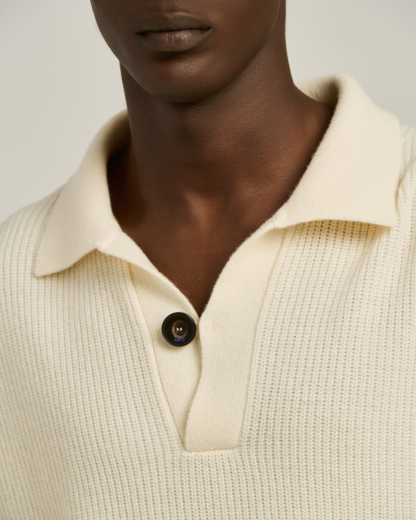 SIMPLE RIBBED PURE VIRGIN WOOL POLO SHIRT