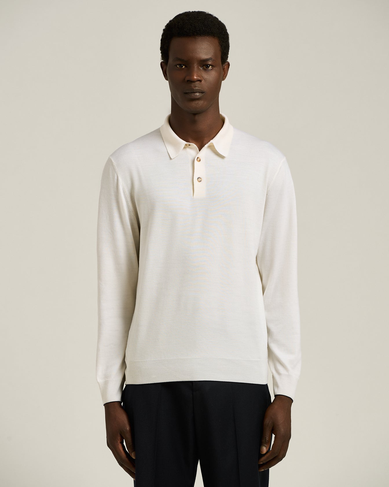VIRGIN WOOL LONG-SLEEVED POLO SHIRT