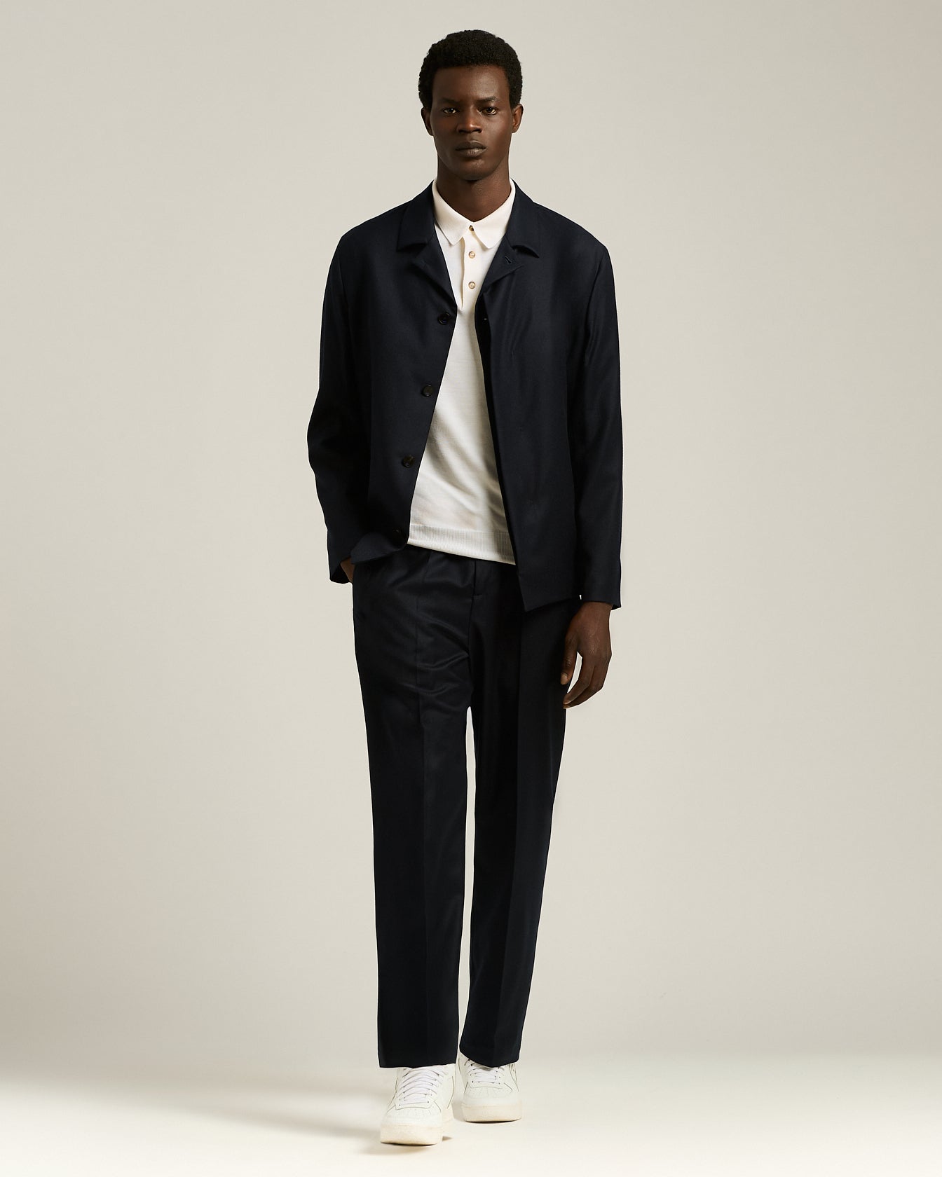 VIRGIN WOOL LONG-SLEEVED POLO SHIRT