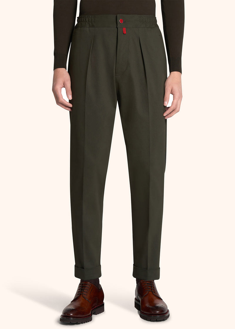 Kiton green trousers for man, in cotton 2