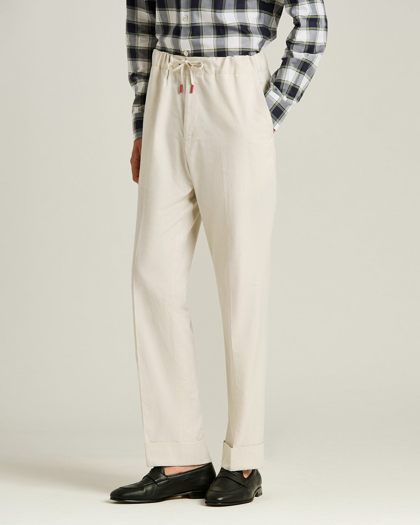COTTON TROUSERS WITH ELASTICATED WAIST