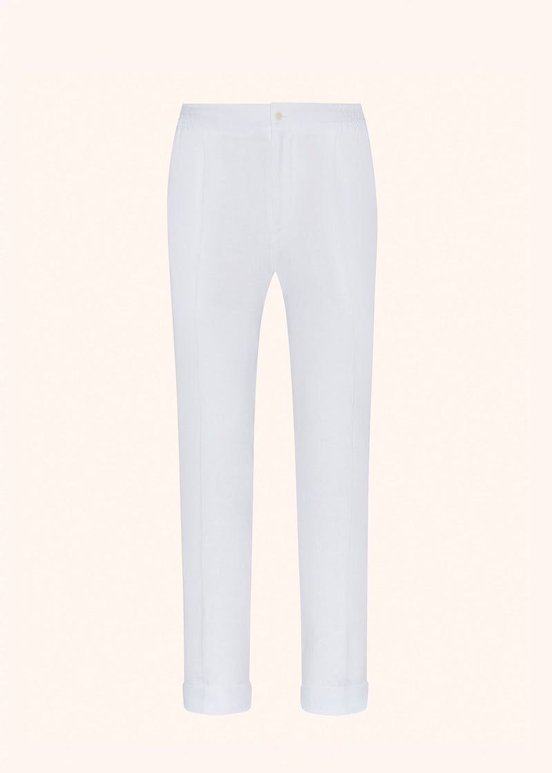 Kiton white trousers for man, in linen 1