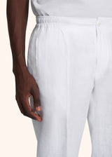 Kiton white trousers for man, in linen 4
