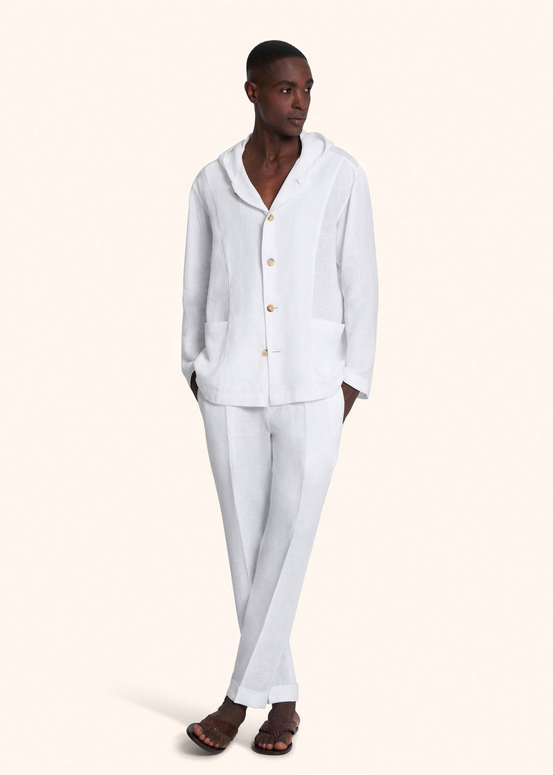 Kiton white trousers for man, in linen 5