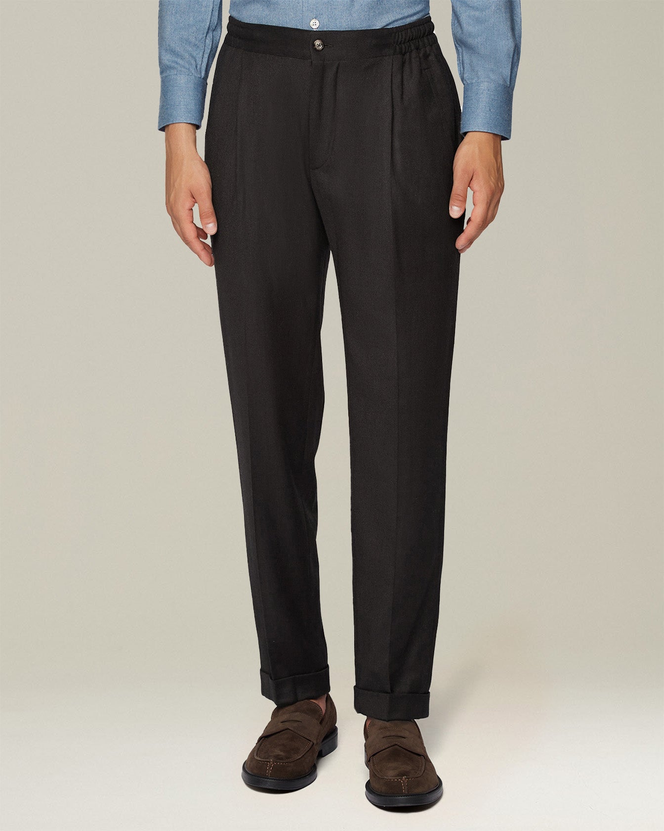 COTTON AND CASHMERE COMFORT TROUSERS