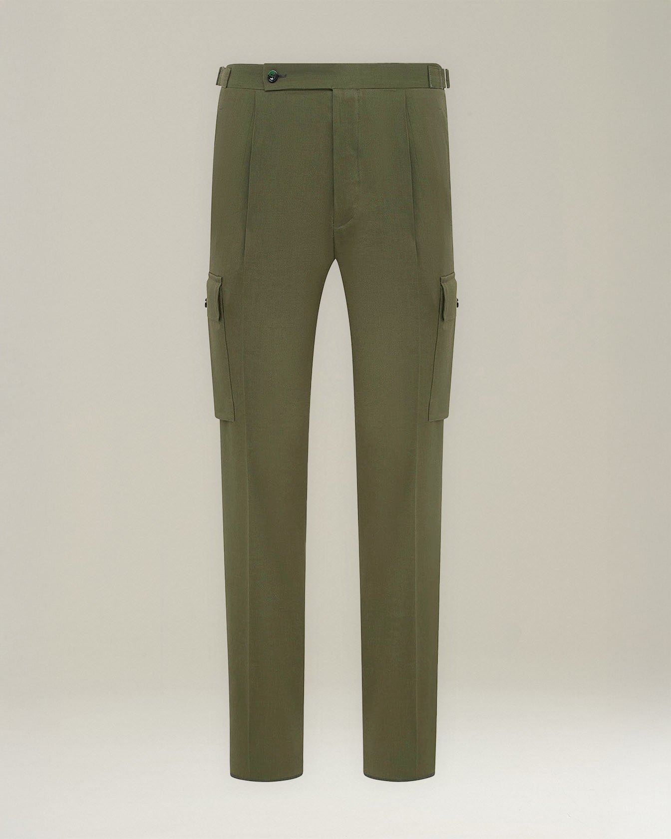 LINEN AND WOOL CARGO TROUSERS