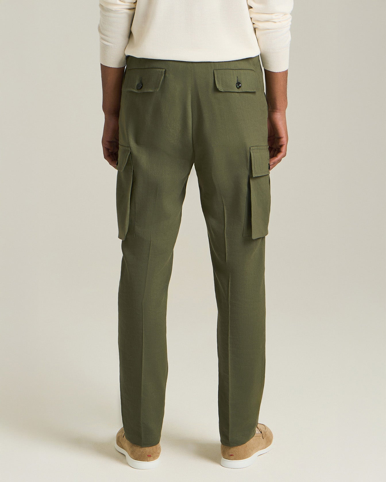 LINEN AND WOOL CARGO TROUSERS