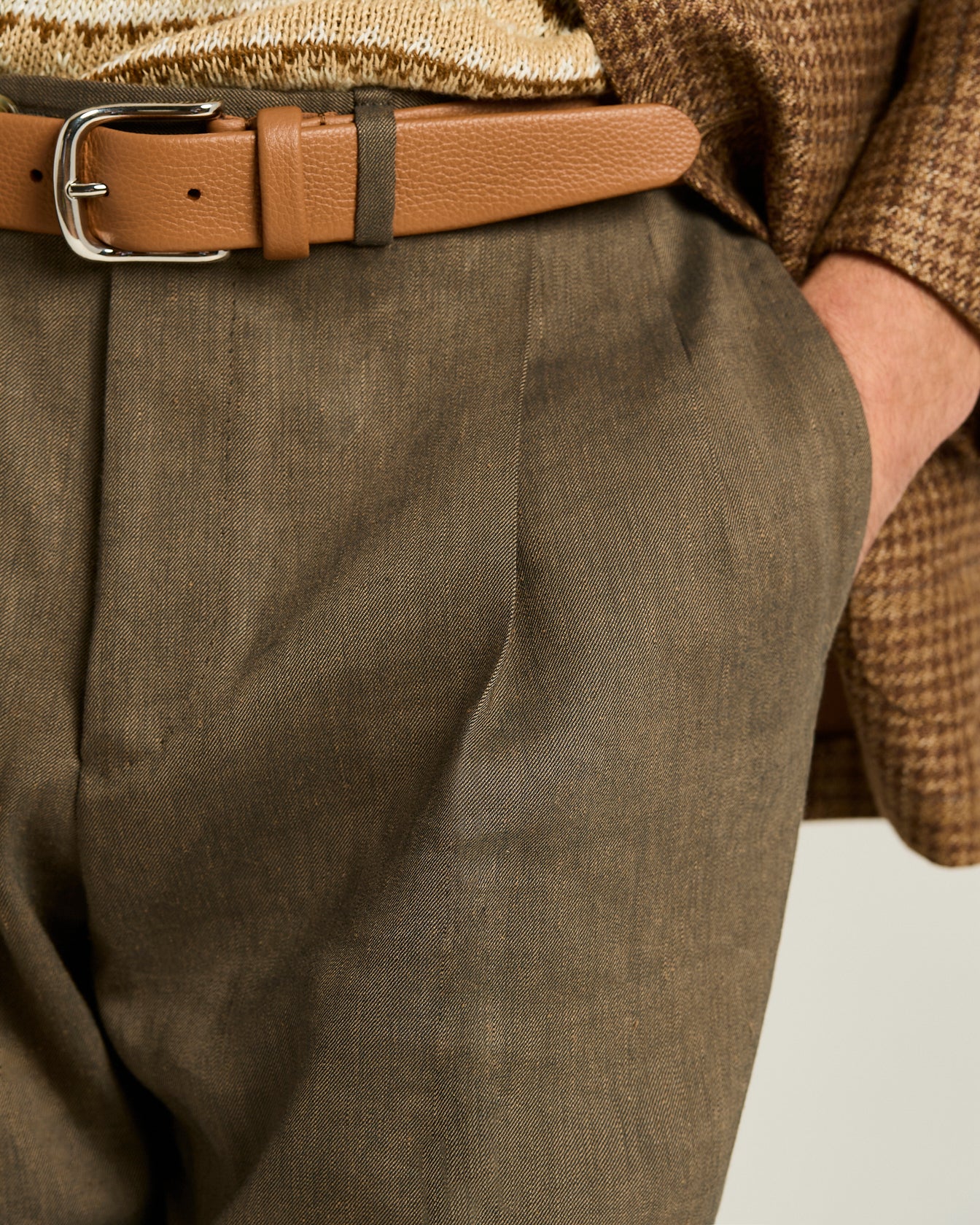 TAILORED LINEN AND WOOL TROUSERS