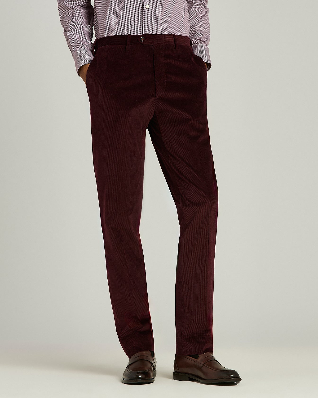 PANTALONI IN VELLUTO DI COTONE E LANA DALLA LINEA CONTEMPORANEA