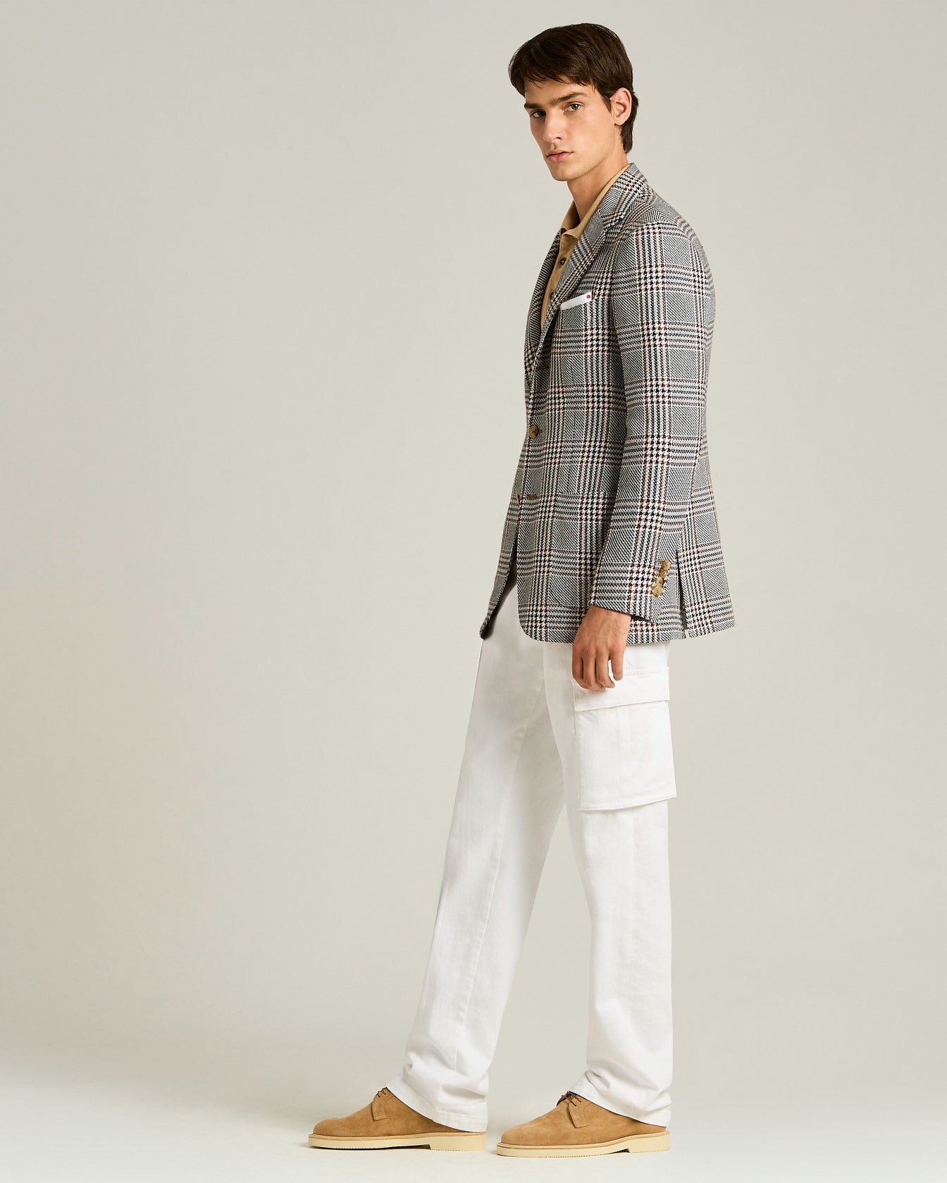 Men's white regular fit stretch cotton pants | Kiton