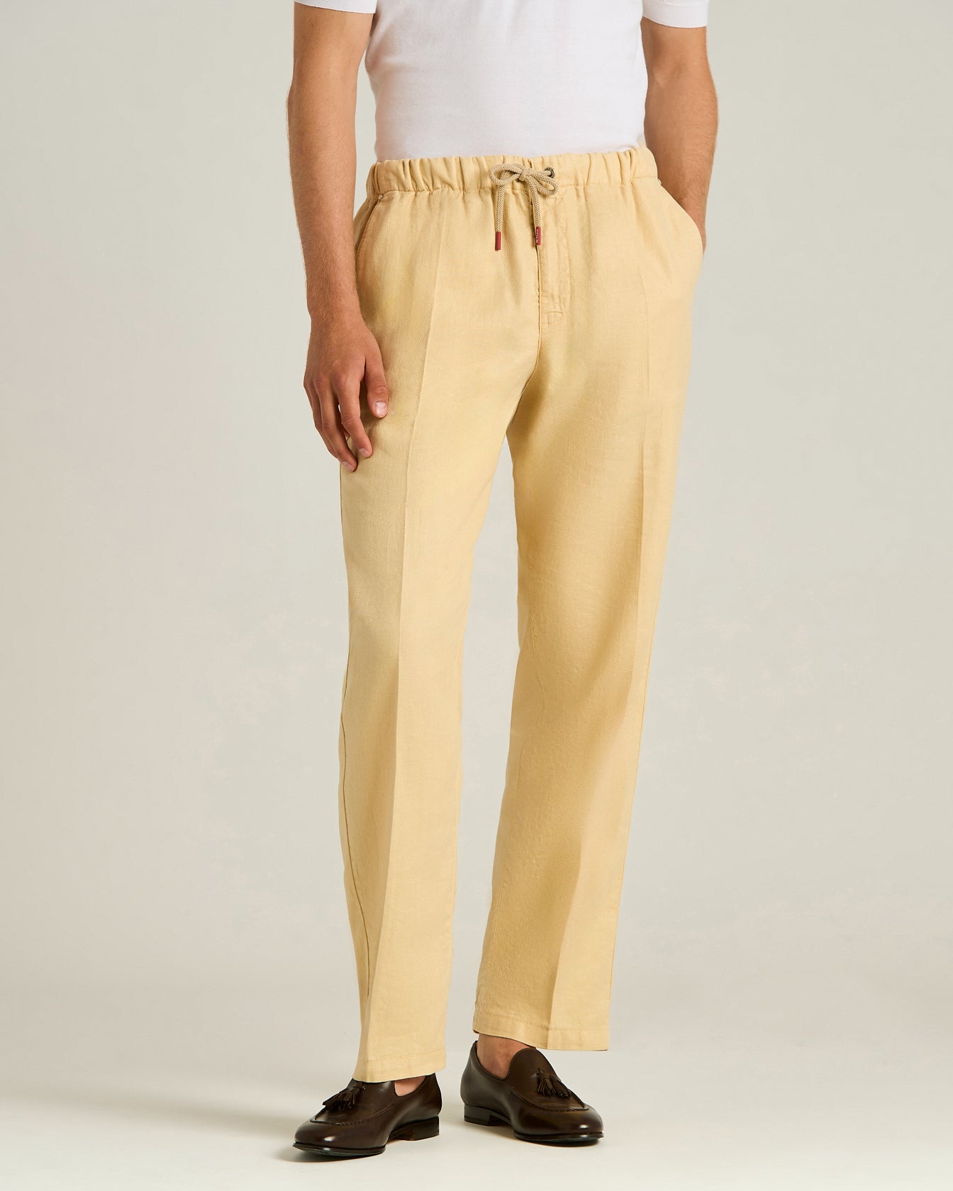 LINEN AND COTTON BLEND TROUSERS
