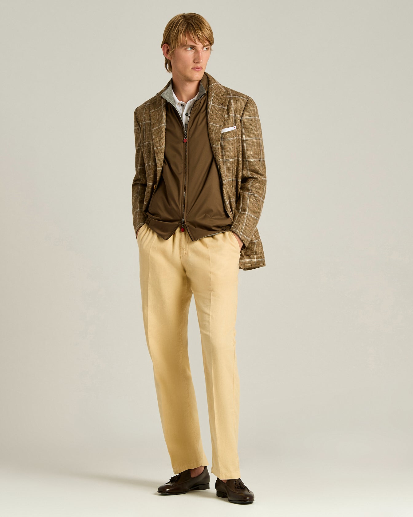 LINEN AND COTTON BLEND TROUSERS