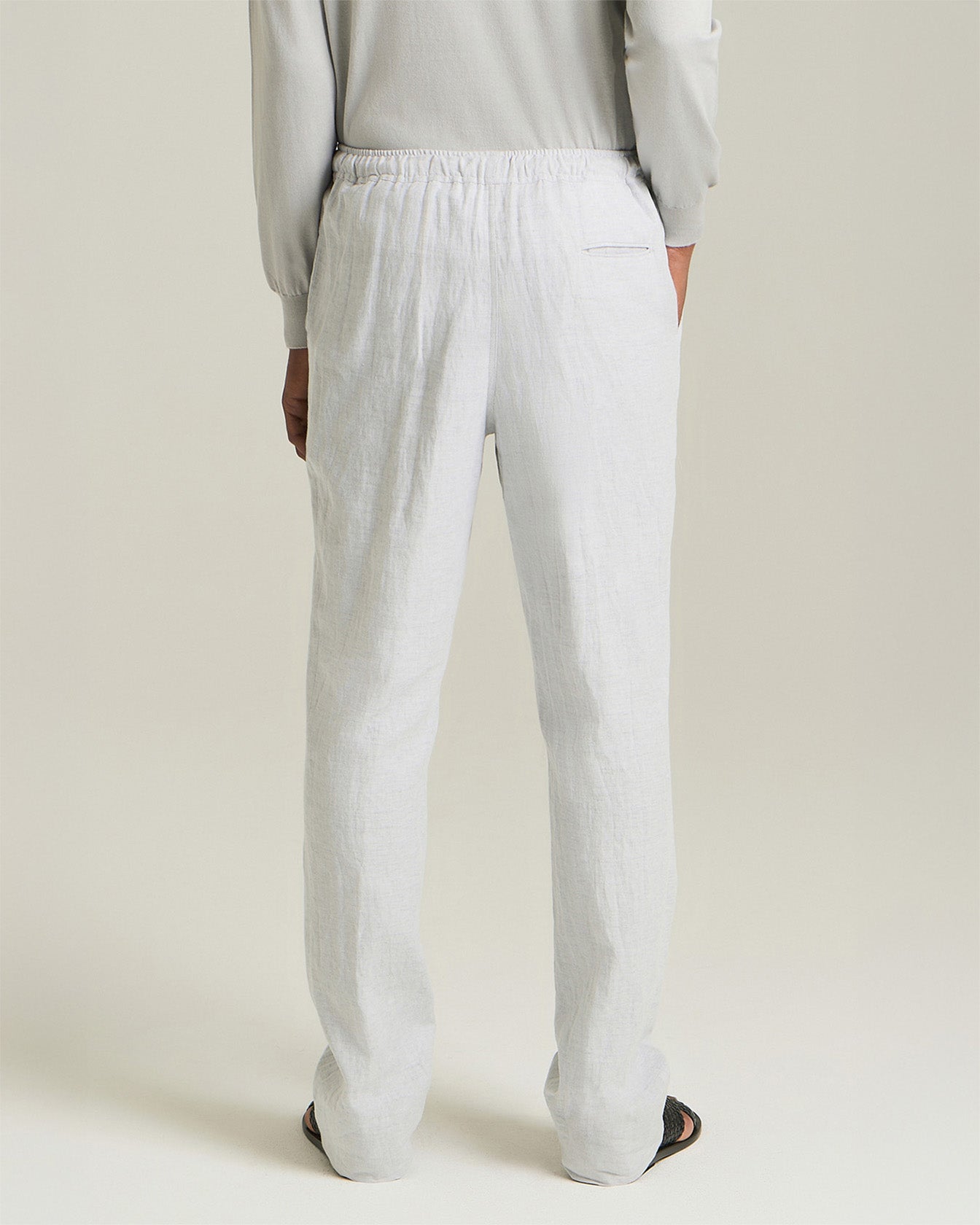 COTTON AND LINEN COMFORT-FIT PULL-ON TROUSERS