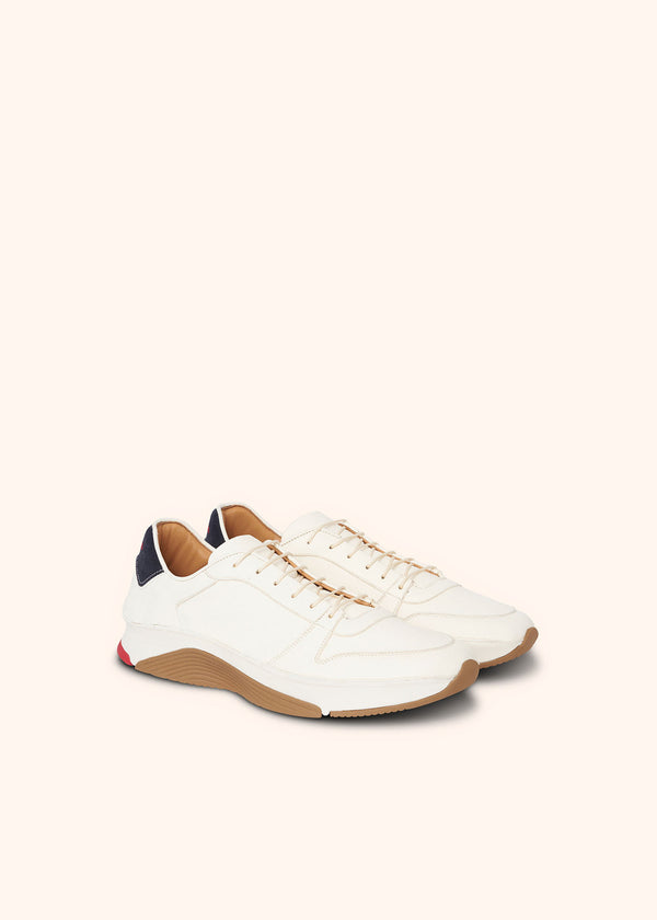Kiton white/blue sneakers shoes for man, in deerskin 2