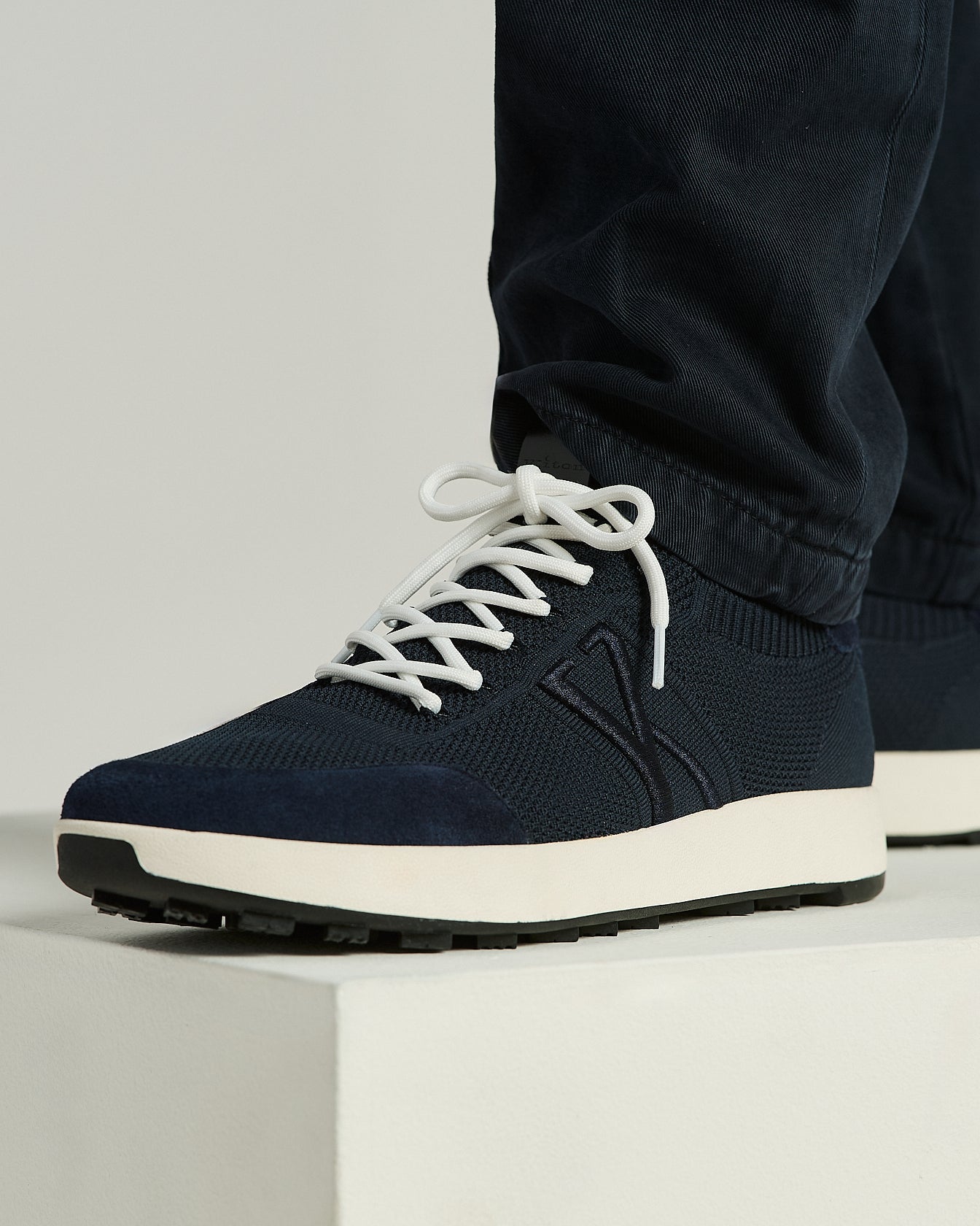 SNEAKERS IN MAGLIA DI COTONE E PELLE
