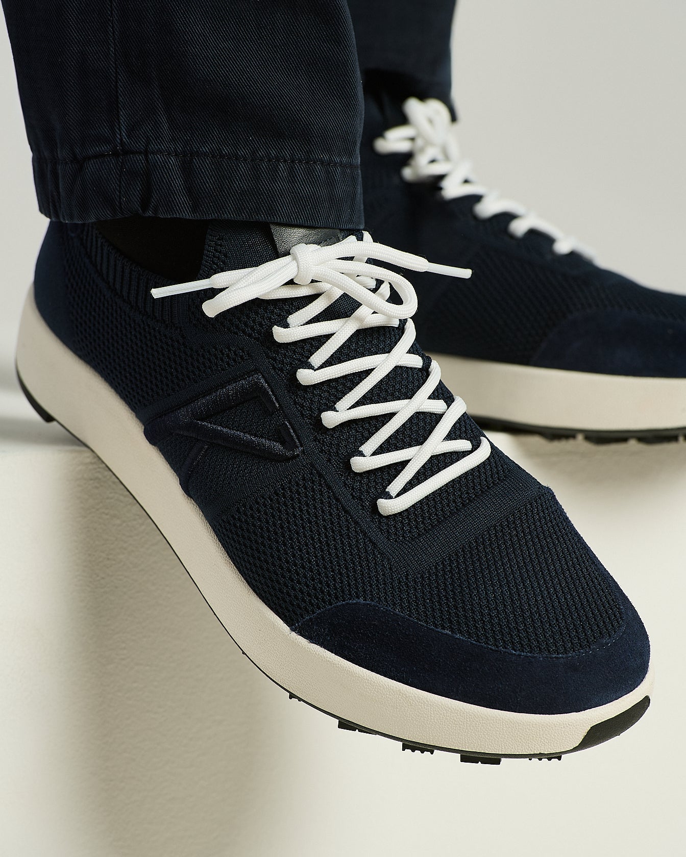 SNEAKERS IN MAGLIA DI COTONE E PELLE