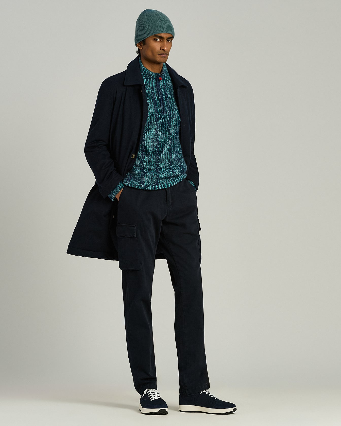 SNEAKERS IN MAGLIA DI COTONE E PELLE