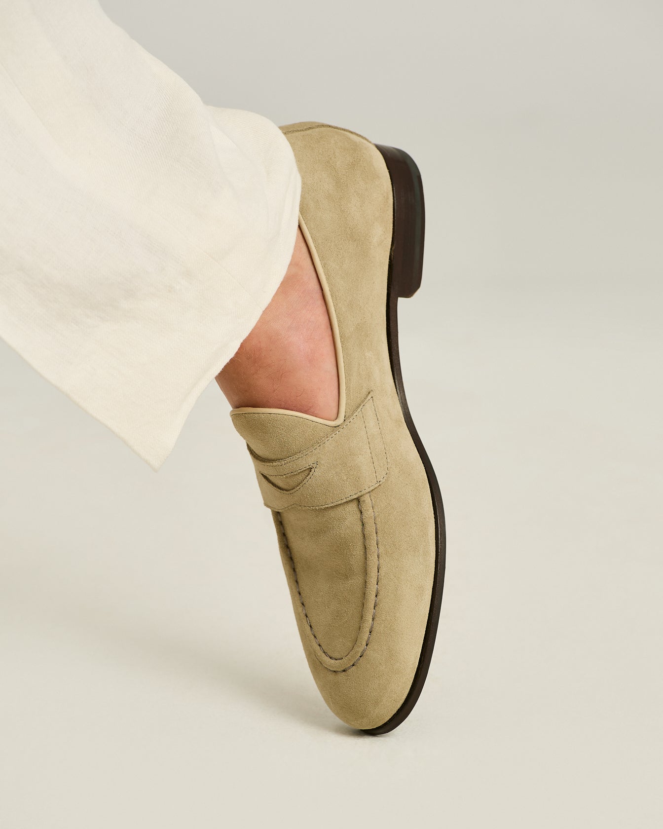 mens suede dress loafers Men's light beige suede loafers