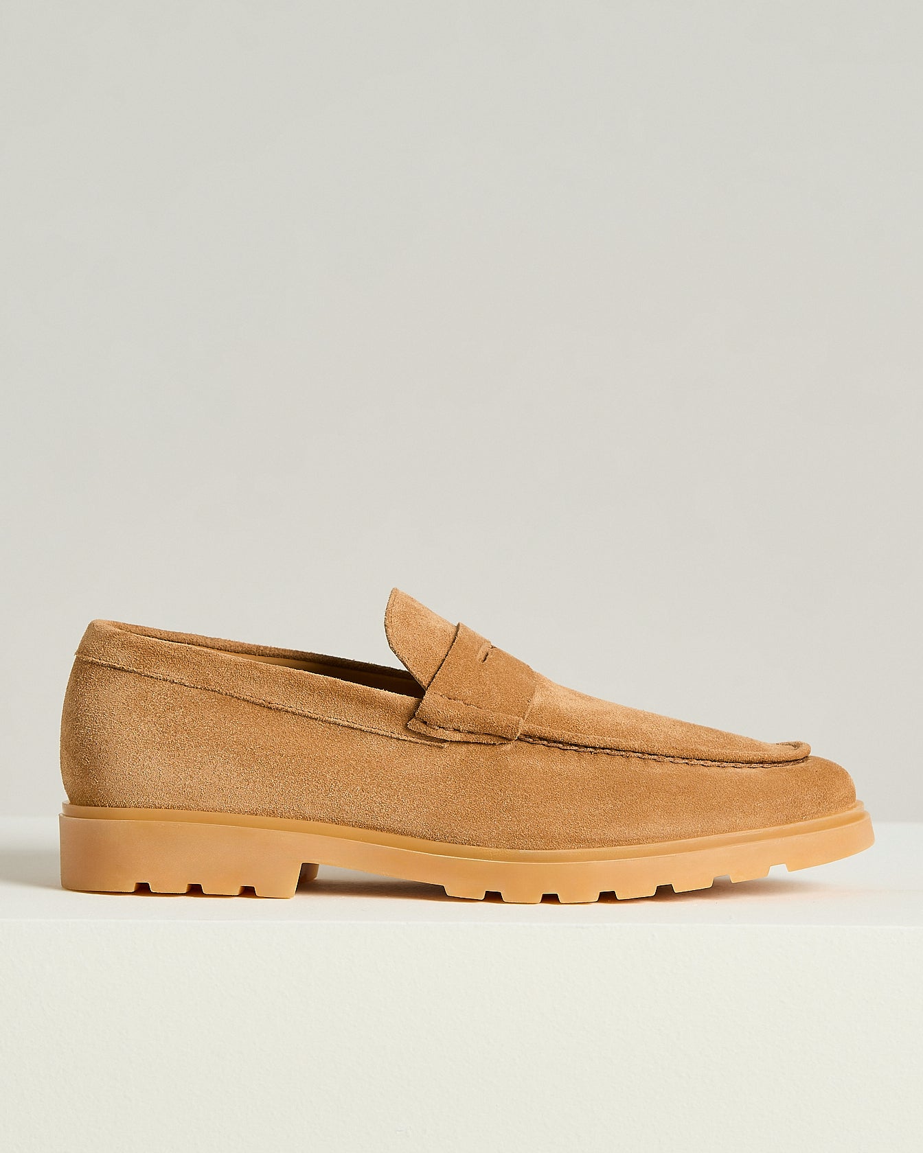 SUEDE CALFSKIN LOAFER WITH RUBBER SOLE