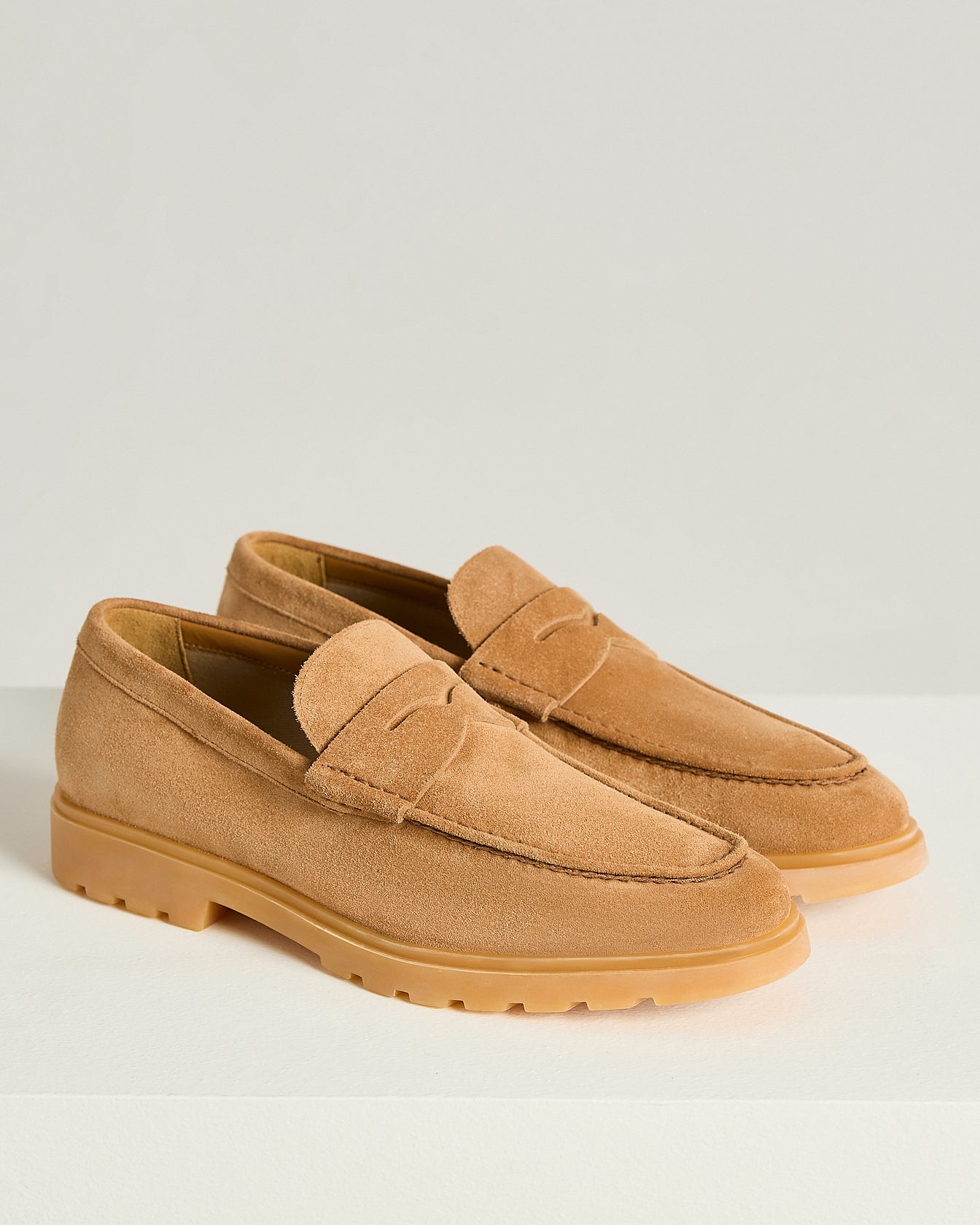 SUEDE CALFSKIN LOAFER WITH RUBBER SOLE