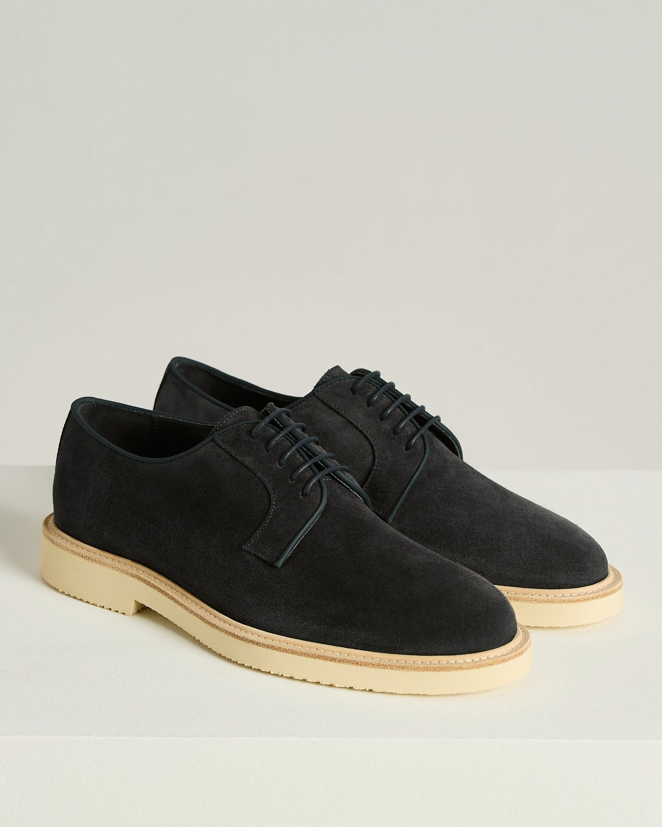 SUEDE CALFSKIN DERBY SHOE WITH RUBBER SOLE