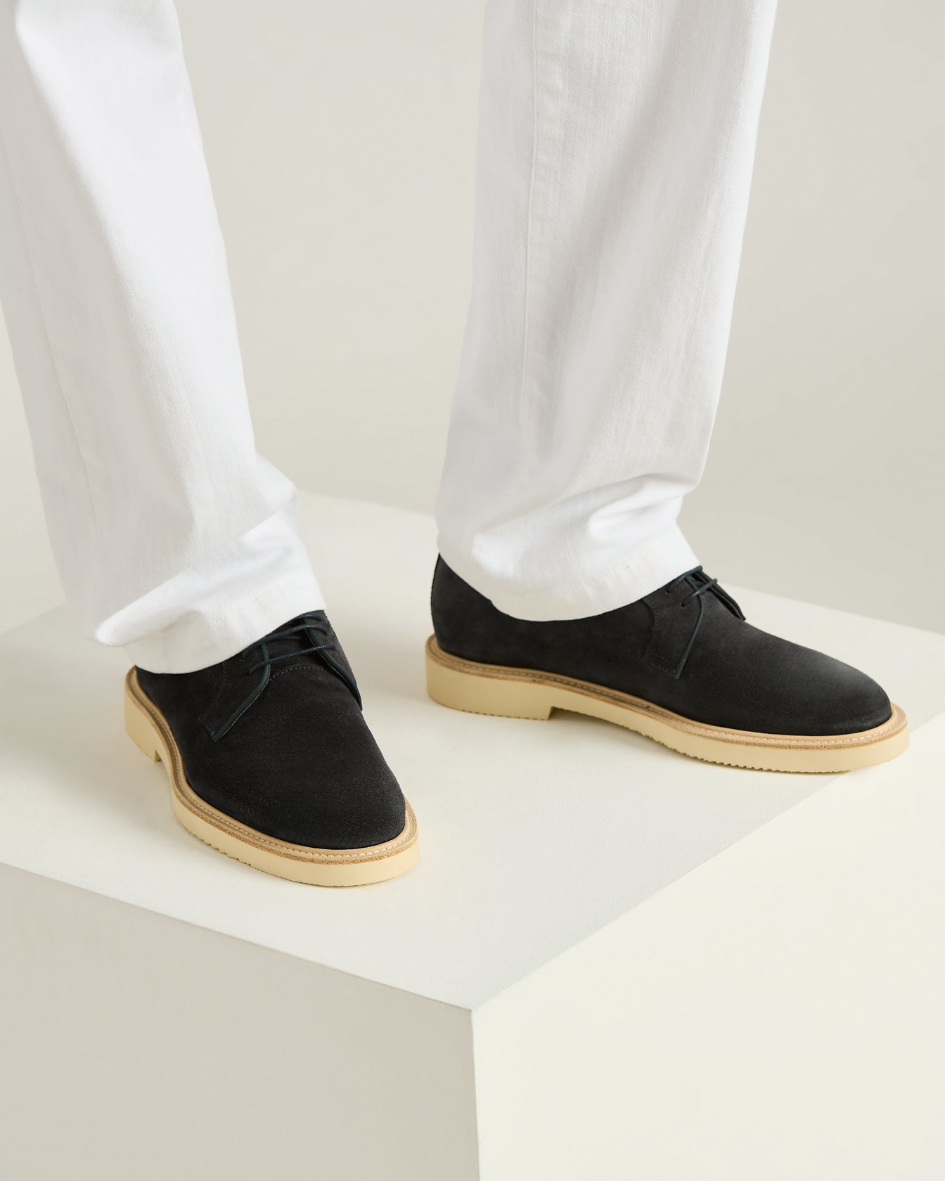SUEDE CALFSKIN DERBY SHOE WITH RUBBER SOLE