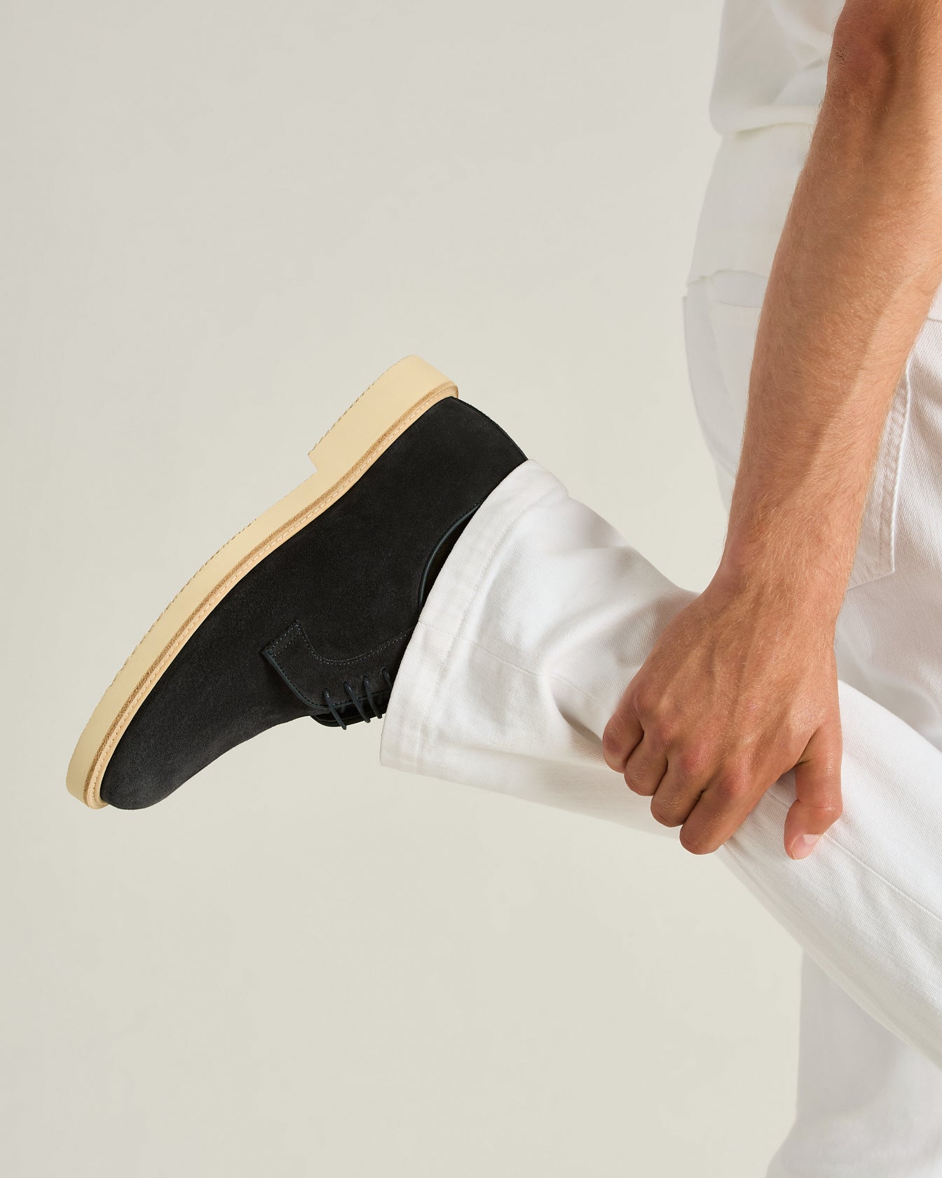 SUEDE CALFSKIN DERBY SHOE WITH RUBBER SOLE