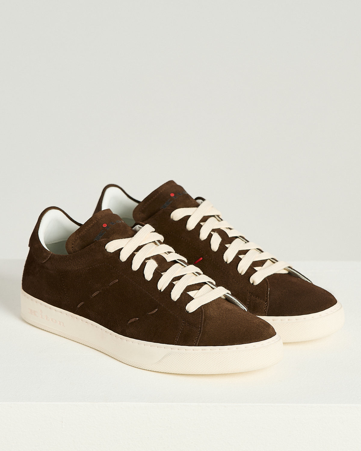 DARK BROWN SUEDE SNEAKERS WITH CONTRAST STITCHING 2