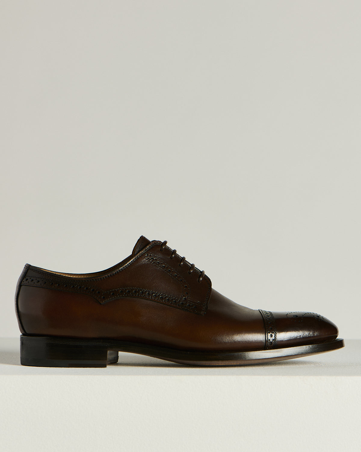 DARK BROWN CALFSKIN ROMA SHOES 1