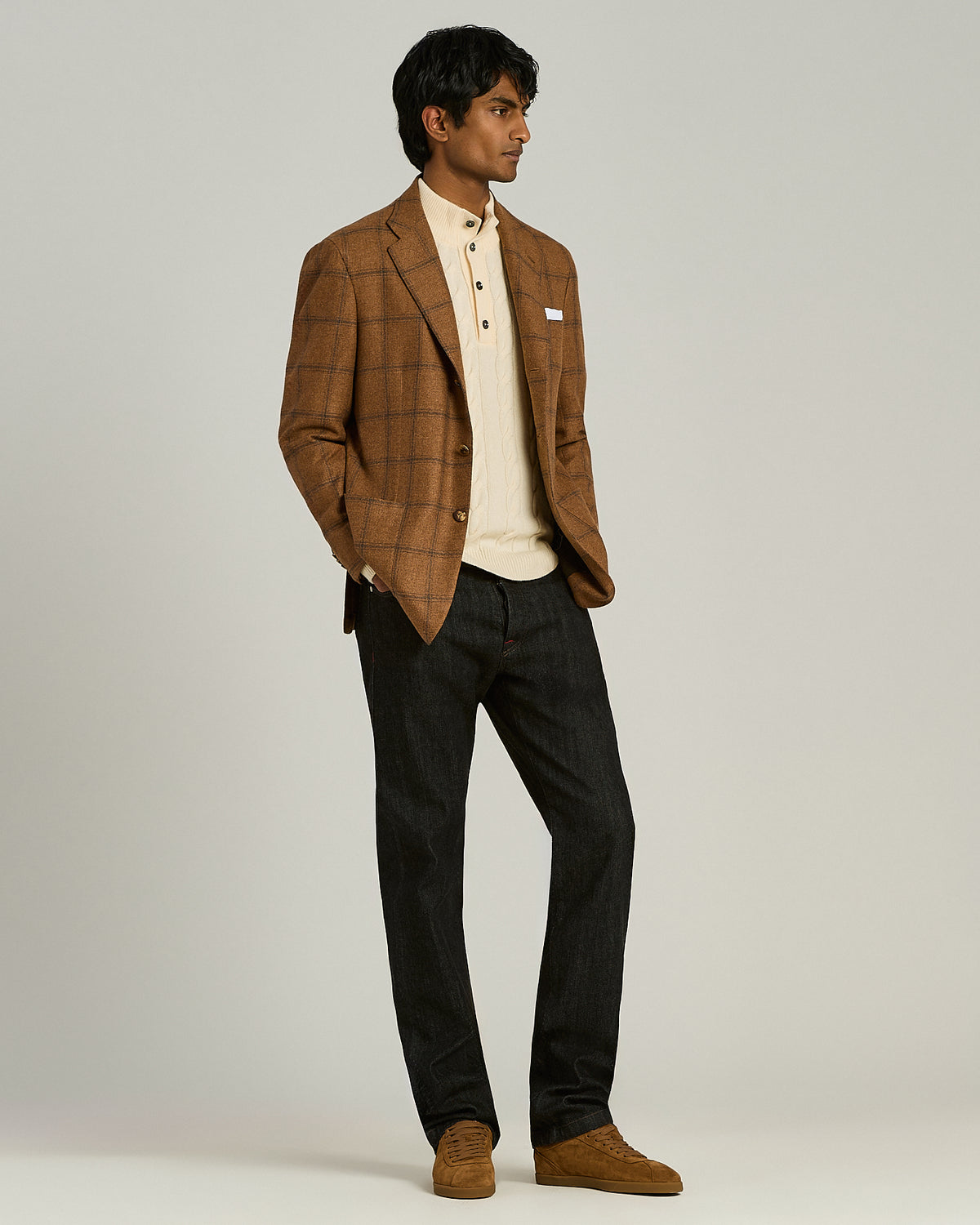 COGNAC SUEDE SNEAKERS WITH TONE-ON-TONE SOLE 5