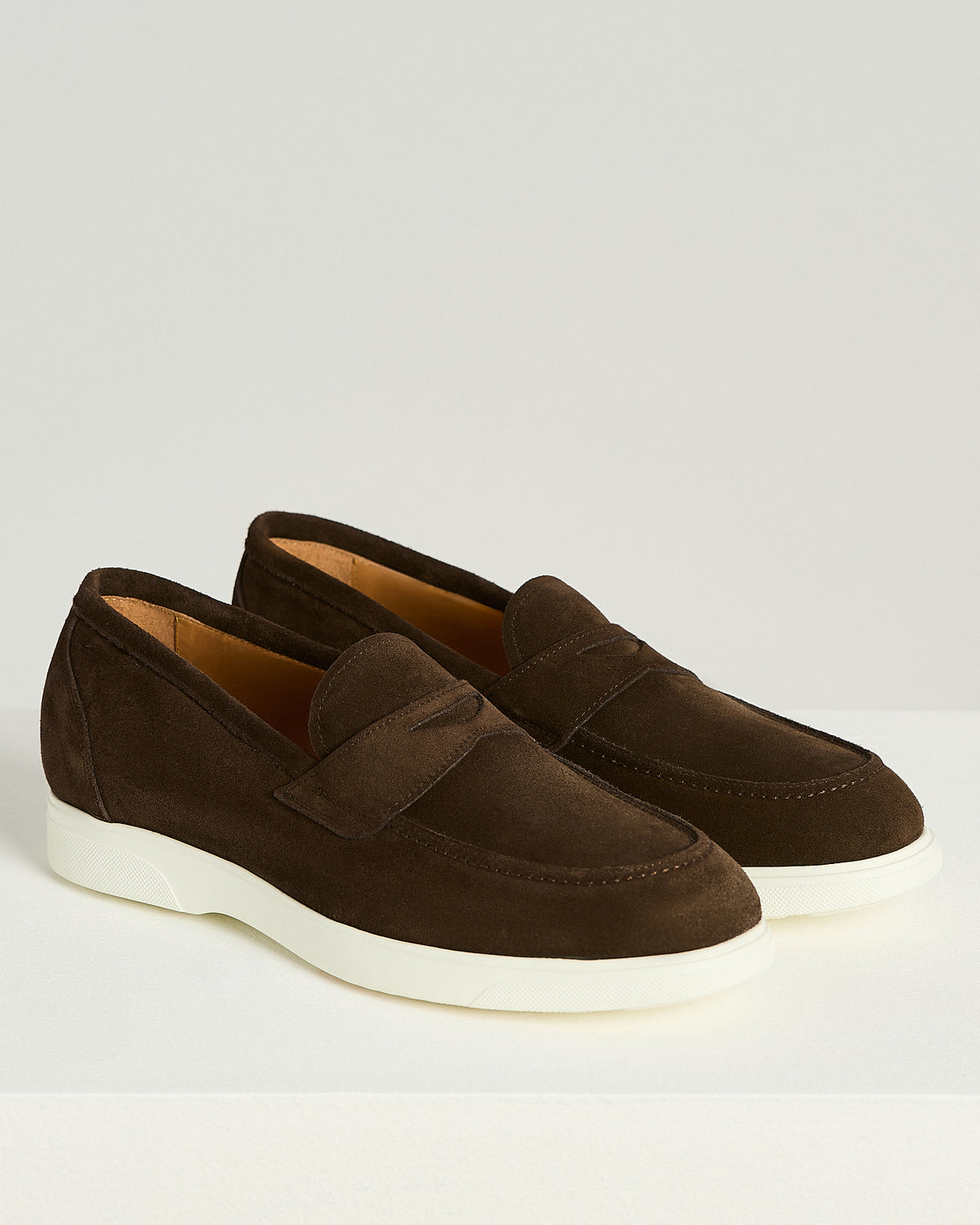 DARK BROWN SUEDE LOAFERS WITH LIGHTWEIGHT RUBBER SOLE 2