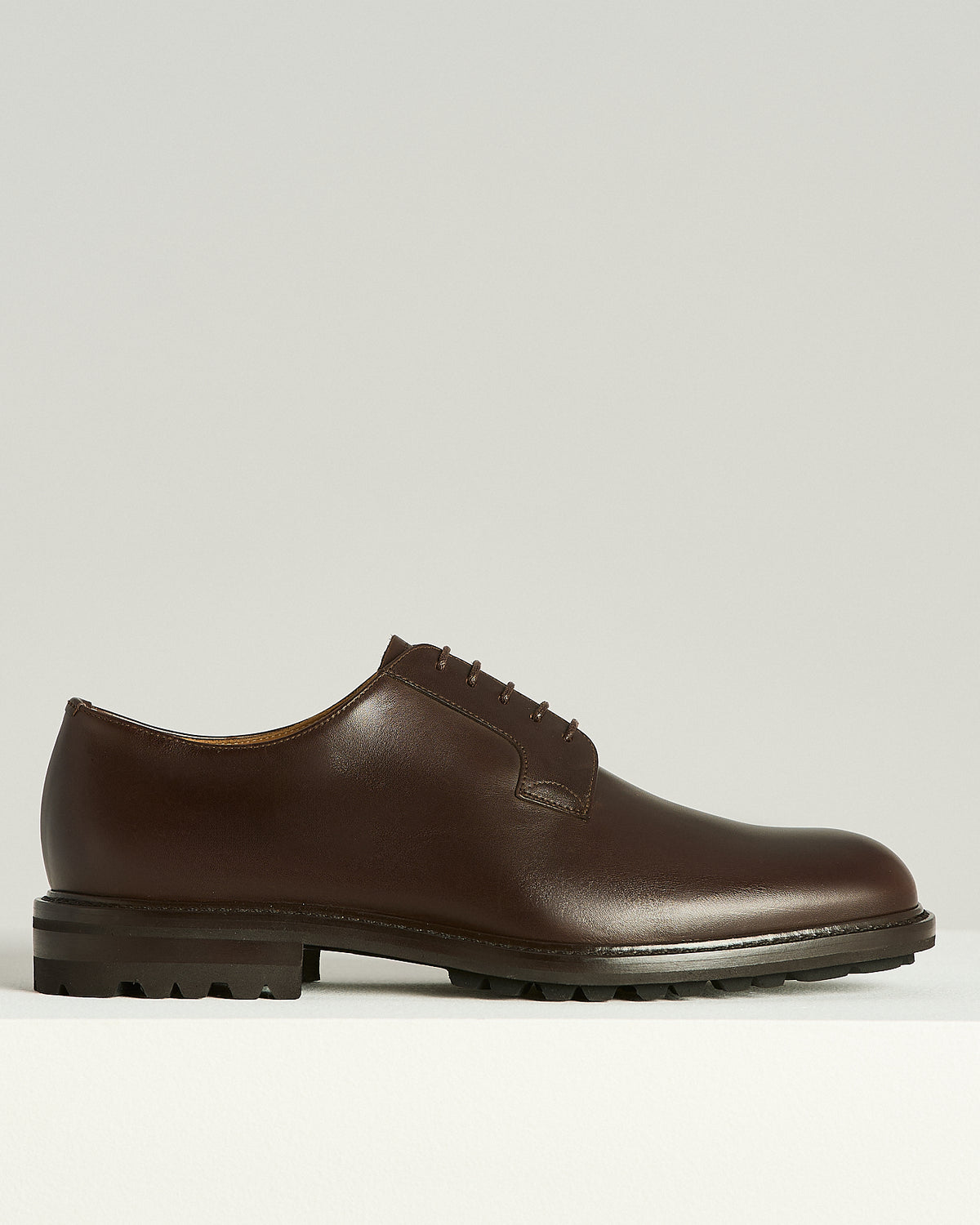 DARK BROWN LEATHER DERBY SHOES WITH LUG SOLE 1