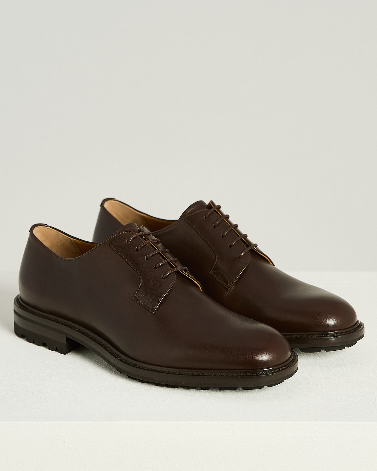 DARK BROWN LEATHER DERBY SHOES WITH LUG SOLE 2