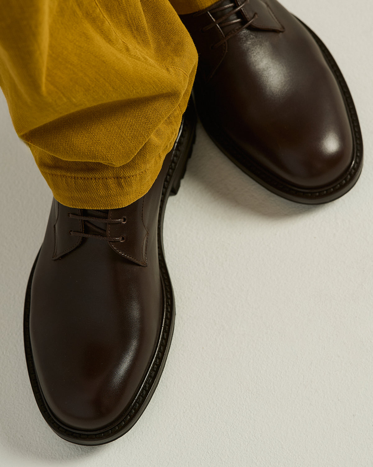 DARK BROWN LEATHER DERBY SHOES WITH LUG SOLE 4