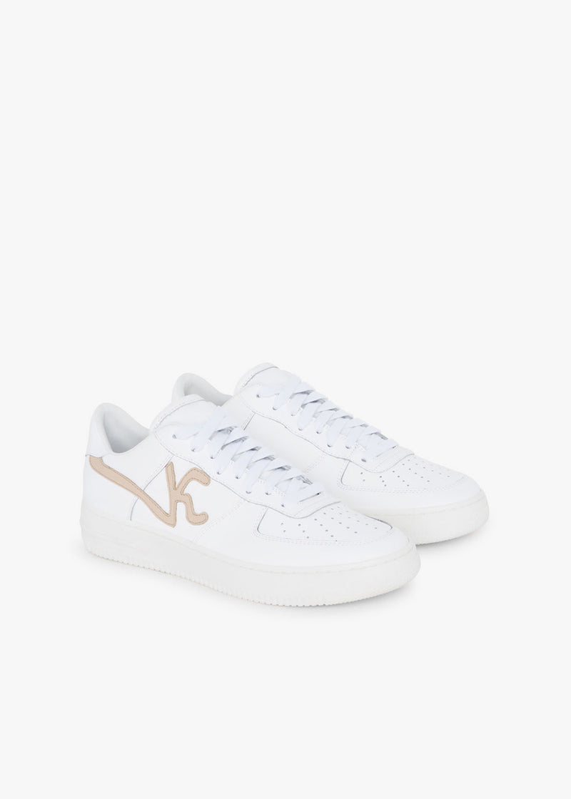 Knt white/pink sneakers shoes in calfskin 2