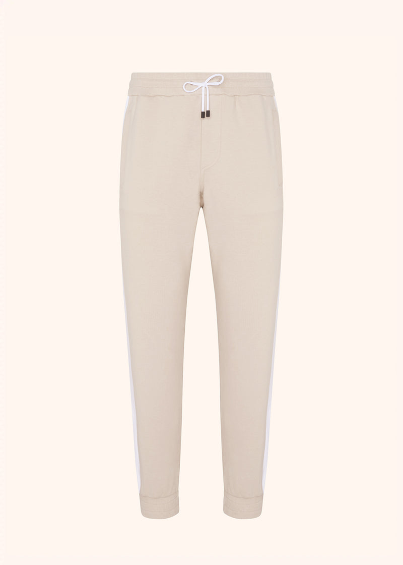 Kiton hazelnut/white trousers for man, in cotton 1