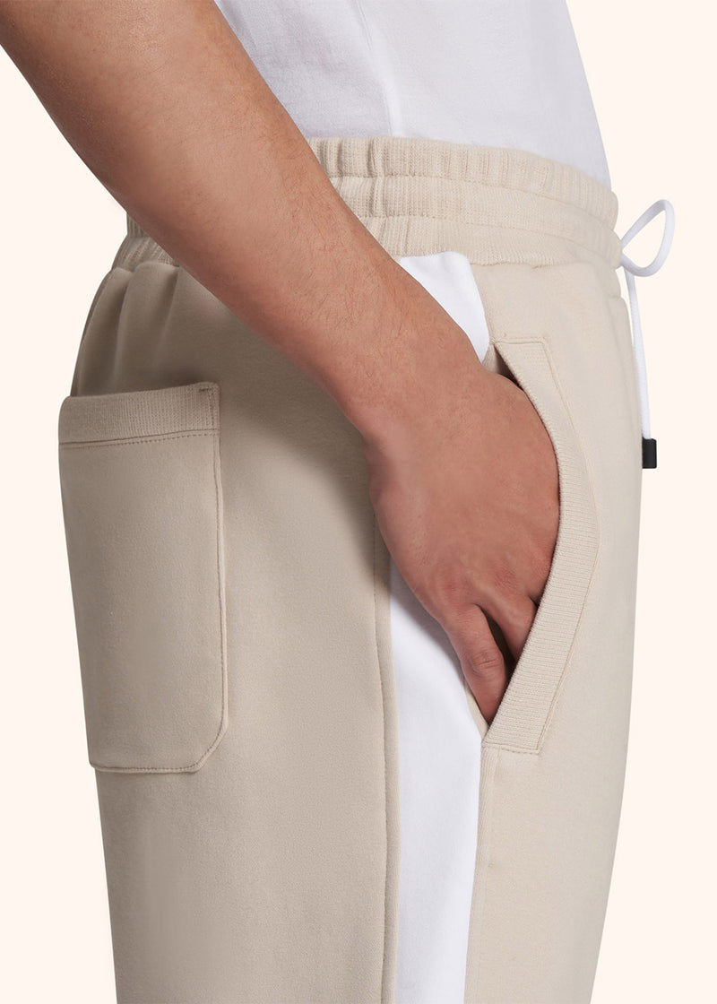 Kiton hazelnut/white trousers for man, in cotton 4